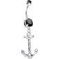 Black Gem Nautical Anchor Dangle Belly Ring