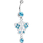 Aqua Gem Elegant Symmetry Butterfly Dangle Belly Ring