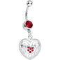 Red Gem Flattering Hollow Heart Dangle Belly Ring