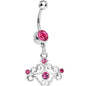 Pink Gem Fancy Swirled Cupcake Dangle Belly Ring