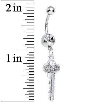 Clear Gem Jazzy Glam Key Dangle Belly Ring