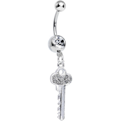 Clear Gem Jazzy Glam Key Dangle Belly Ring