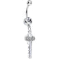 Clear Gem Jazzy Glam Key Dangle Belly Ring