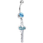 Aqua Gem Jazzy Glam Key Dangle Belly Ring