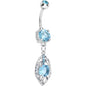 Aqua Gem Glamorous Falling Leaf Dangle Belly Ring