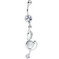 Clear Gem White Ball Musical Note Dangle Belly Ring