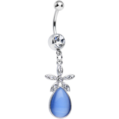 Clear Gem Star Flower Teardrop Stone Dangle Belly Ring
