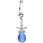 Clear Gem Star Flower Teardrop Stone Dangle Belly Ring