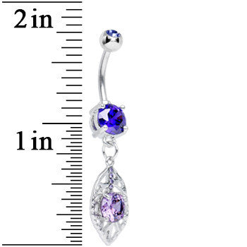 Purple CZ Extravagant Eye Dangle Belly Ring