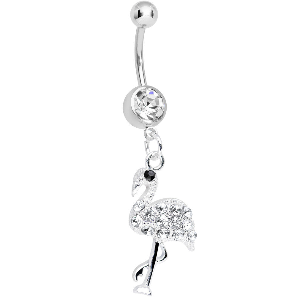 Crystalline Gem Ready to Party Flamingo Dangle Belly Ring