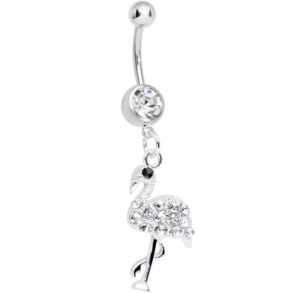 Crystalline Gem Ready to Party Flamingo Dangle Belly Ring