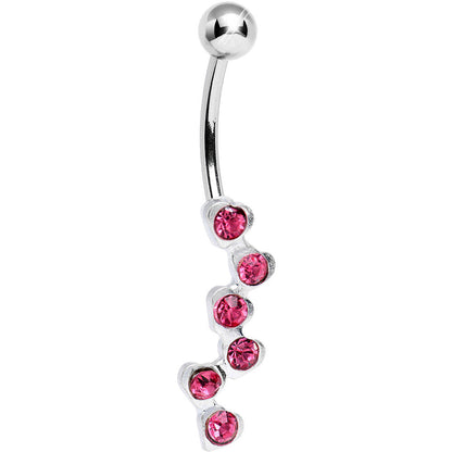 Pink Gem Shower of Hearts Belly Ring