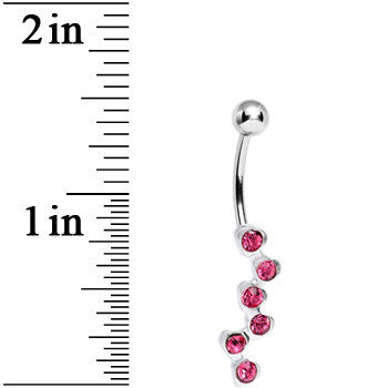 Pink Gem Shower of Hearts Belly Ring