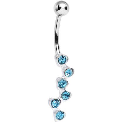 Aqua Gem Shower of Hearts Belly Ring