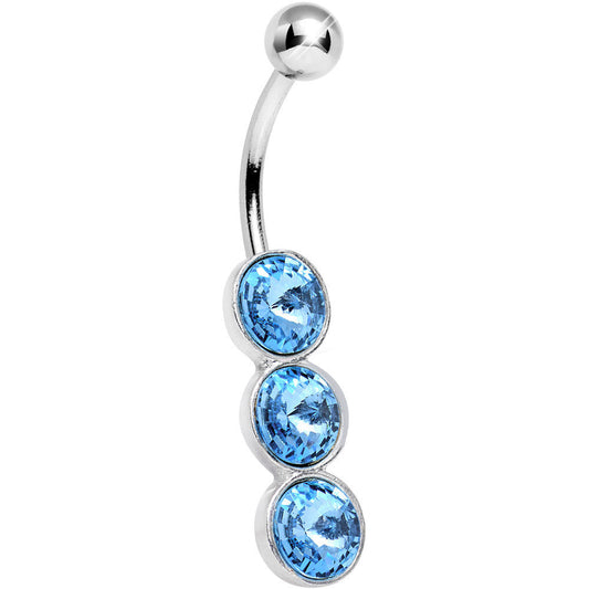 Aqua Gem Triple Twinkling Drops Belly Ring