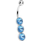Aqua Gem Triple Twinkling Drops Belly Ring