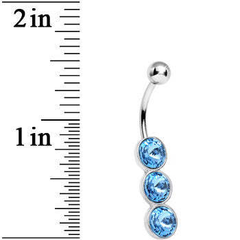 Aqua Gem Triple Twinkling Drops Belly Ring