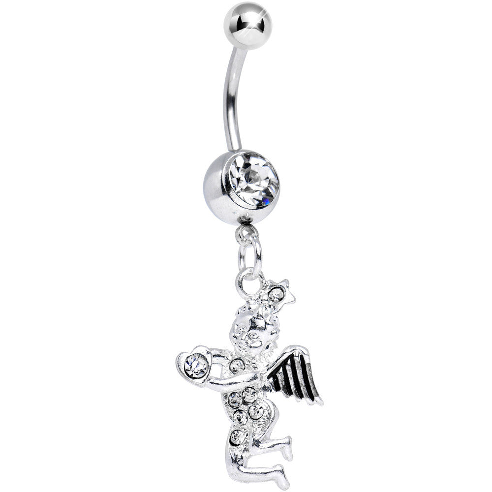 Crystalline Gem Cherubic Angel Dangle Belly Ring
