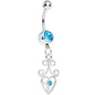 Aqua Gem Thrill of the Frill Heart Dangle Belly Ring