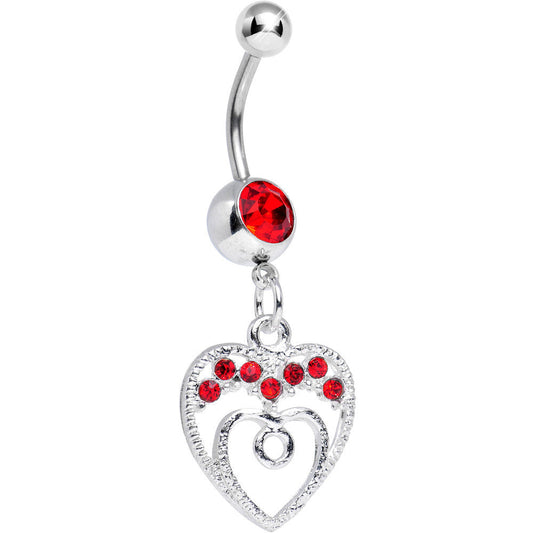 Red Gem Grow with Love Dangle Belly Ring