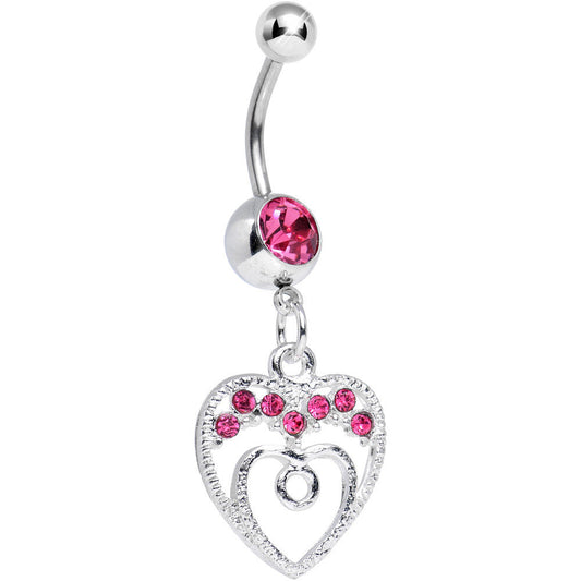 Pink Gem Grow with Love Dangle Belly Ring