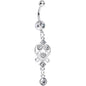 Clear Gem Lavish Scrollwork Heart Dangle Belly Ring