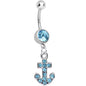 Aqua Gem Sparkle Anchor Dangle Belly Ring