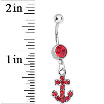 Red Gem Sparkle Anchor Dangle Belly Ring