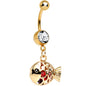 Multi Cubic Zirconia Gold Plated Glamorous Goldfish Dangle Belly Ring