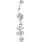 Clear Cubic Zirconia Falling Ribbon Swoosh Dangle Belly Ring
