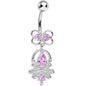 Pink Cubic Zirconia Royal Aura Dangle Belly Ring