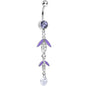 Purple Clear Crystal Teardrops in the Rain Dangle Belly Ring