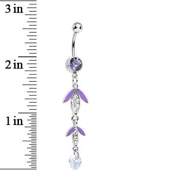 Purple Clear Crystal Teardrops in the Rain Dangle Belly Ring