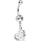 Clear Gem Precious Swirled Heart Dangle Belly Ring