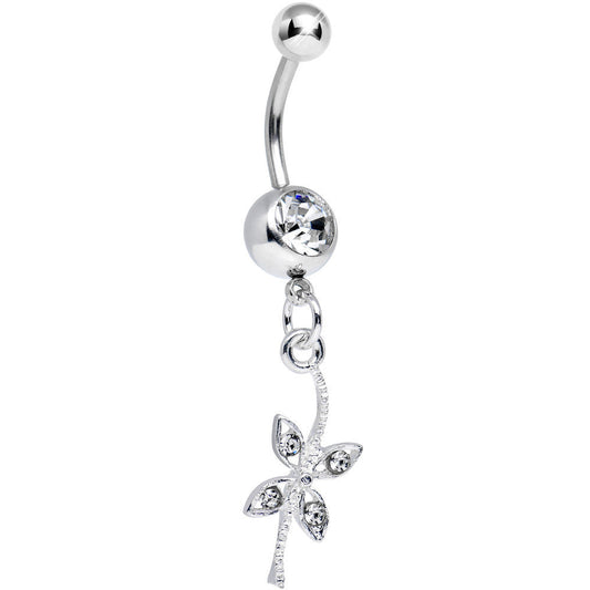 Clear Gem Gentle Dragonfly Dangle Belly Ring