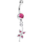 Pink Gem Gentle Dragonfly Dangle Belly Ring