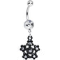 Clear Gem Flowering Dark Winter Snowflake Dangle Belly Ring