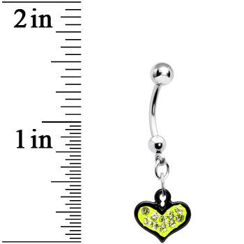 Yellow Gem Black Framed Keyhole Heart Dangle Belly Ring