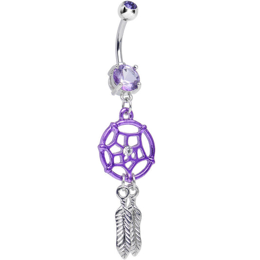 Purple Gem Summer Twilight Dreamcatcher Dangle Belly Ring