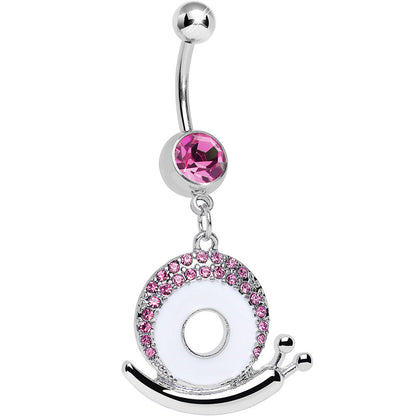 Pink Gem Pink Shell Tale of a Snail Dangle Belly Ring