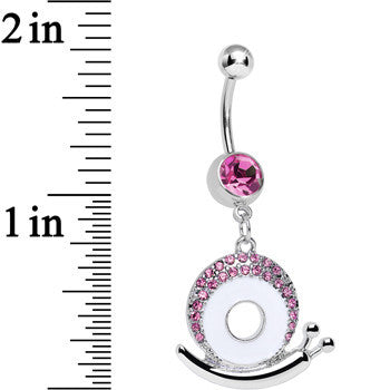 Pink Gem Pink Shell Tale of a Snail Dangle Belly Ring