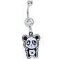 Clear Gem Paw Print Tummy Panda Bear Dangle Belly Ring