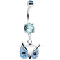 Aqua Gem Glitter Mask Owl Head Dangle Belly Ring
