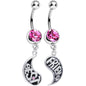 Pink Gem Rainy Day Best Friend Raindrop Dangle Belly Ring Set