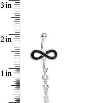 Black Cubic Zirconia Love Sparkles to Infinity Dangle Belly Ring
