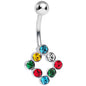 Multicolored Gem Universal Flux Inverse Square Belly Ring