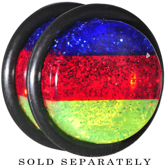 9/16 Green Red Blue Acrylic Vibrant Glitter Single Flare Plug