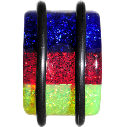 9/16 Green Red Blue Acrylic Vibrant Glitter Single Flare Plug