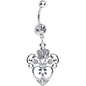 Clear Gem Flowering Heart Dangle Belly Ring