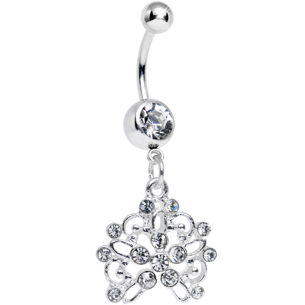 Clear Gem Sparkling Lisbon Lace Dangle Belly Ring